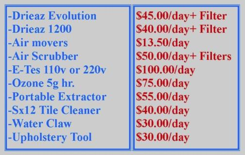 Rental Equipment Pricing Rental Equipment Pricing